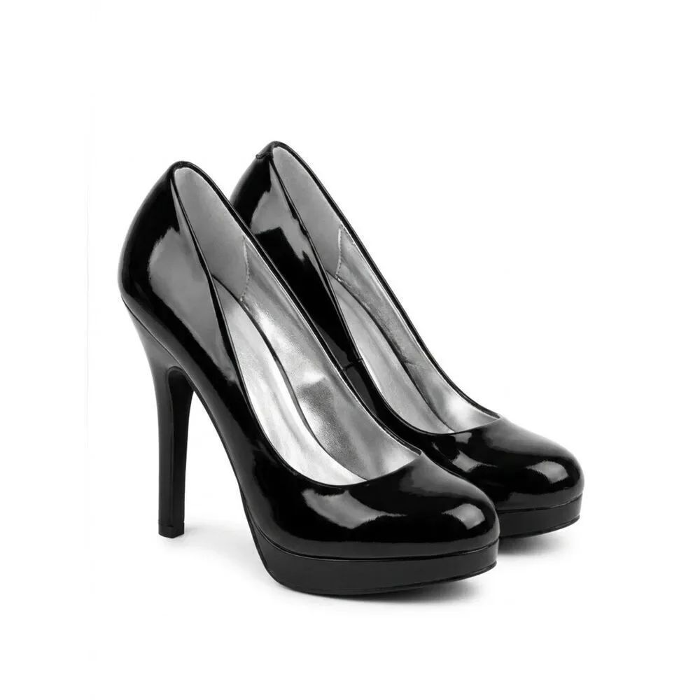 BLACK PATENT 5” HEELS by BAMBOO SI3 7.5